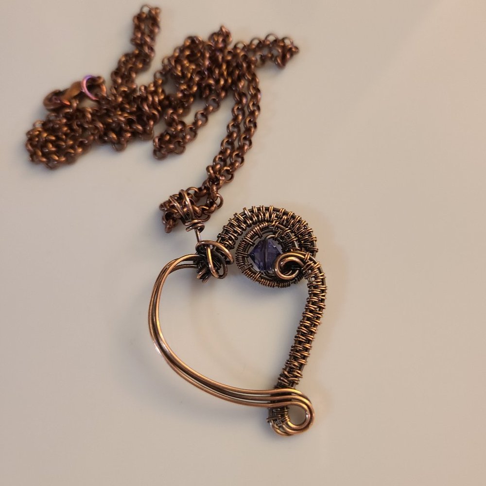 Heart Pendant - Purple crystal